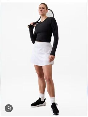 Athleta Ace Tennis Golf Skort White Athletic Skirt Built In Shorts S
